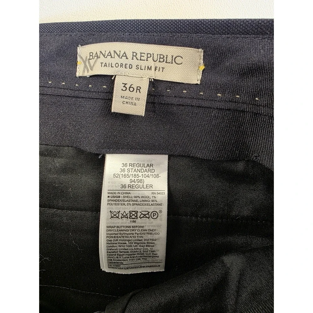 Banana Republic Trousers Tailered Slim Fit Navy‎ Size 36 R Wool